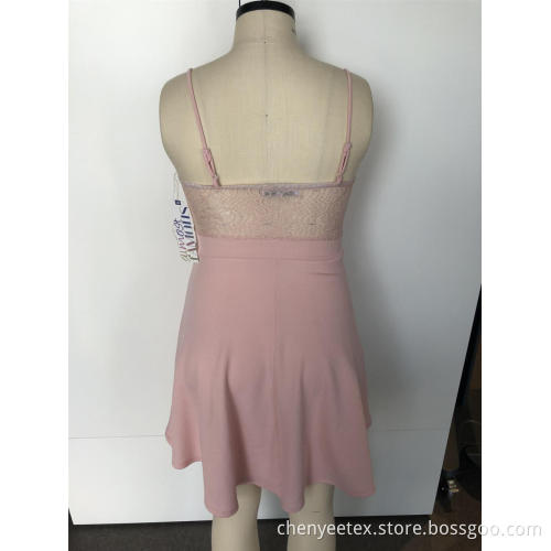 Lace suspenders with patchwork dresses
